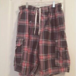 Men's Plaid Swim Board Shorts 1 Piece